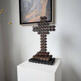 Crucifix sculpture Tramp Art 1900
