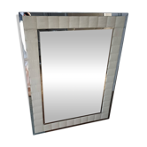 Large vintage tufted velvet mirror