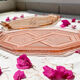 Small art deco pink glass serving trays