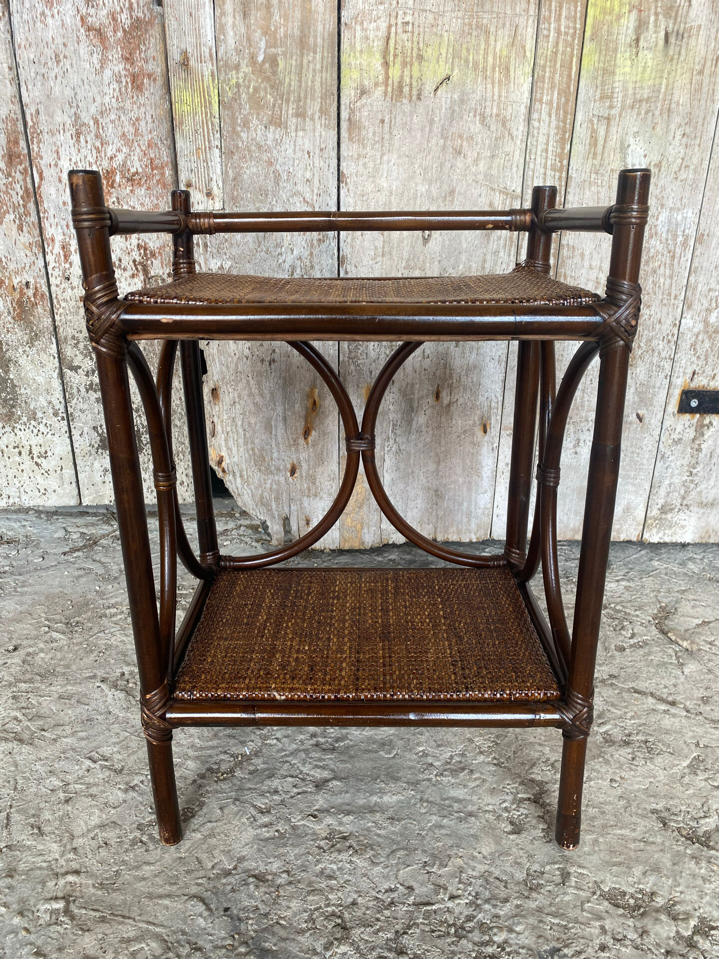 Vintage Rattan Bedside Table #E092
