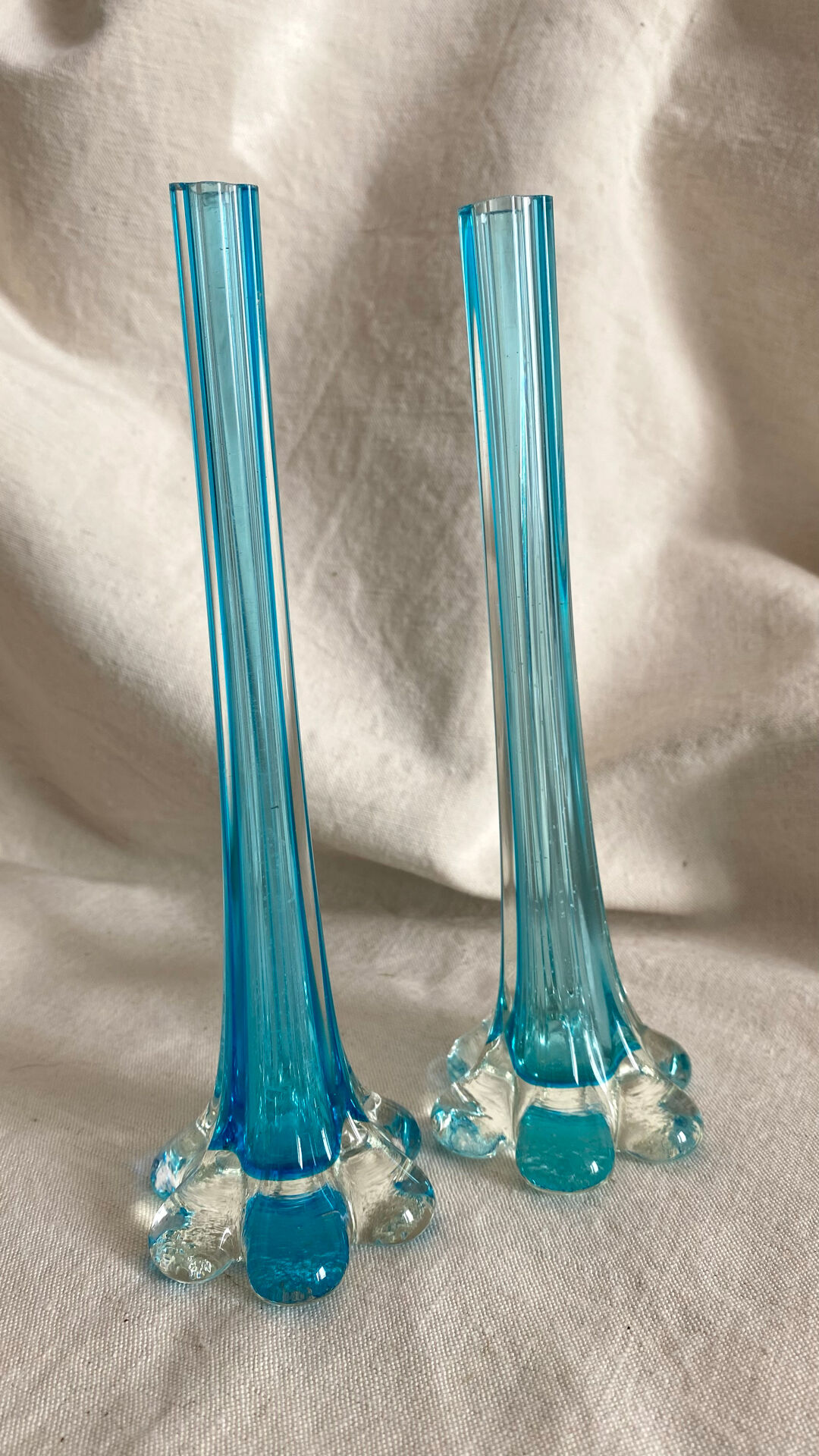Pair of blown glass soliflore vases, 1960s