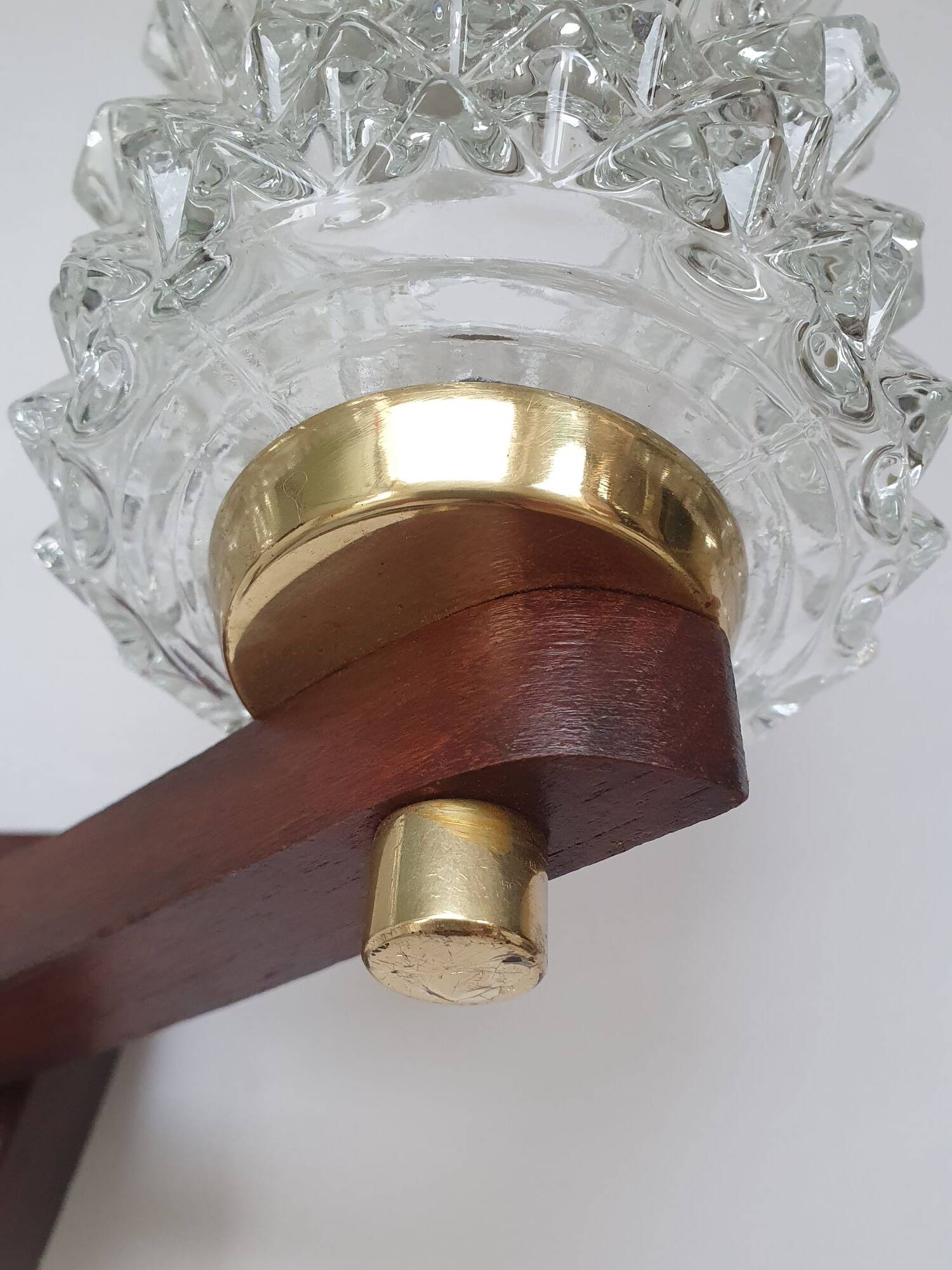 Large vintage wooden wall light with double lighting