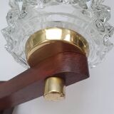 Large vintage wooden wall light with double lighting
