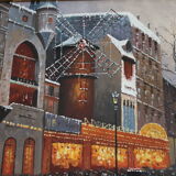Tableau signé Le Moulin Rouge sous la neige