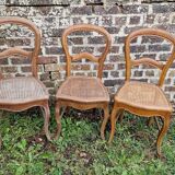 Set of 3 cane chairs