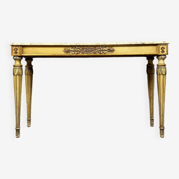 Louis XVI style rectangular console in lacquered and gilded carved wood