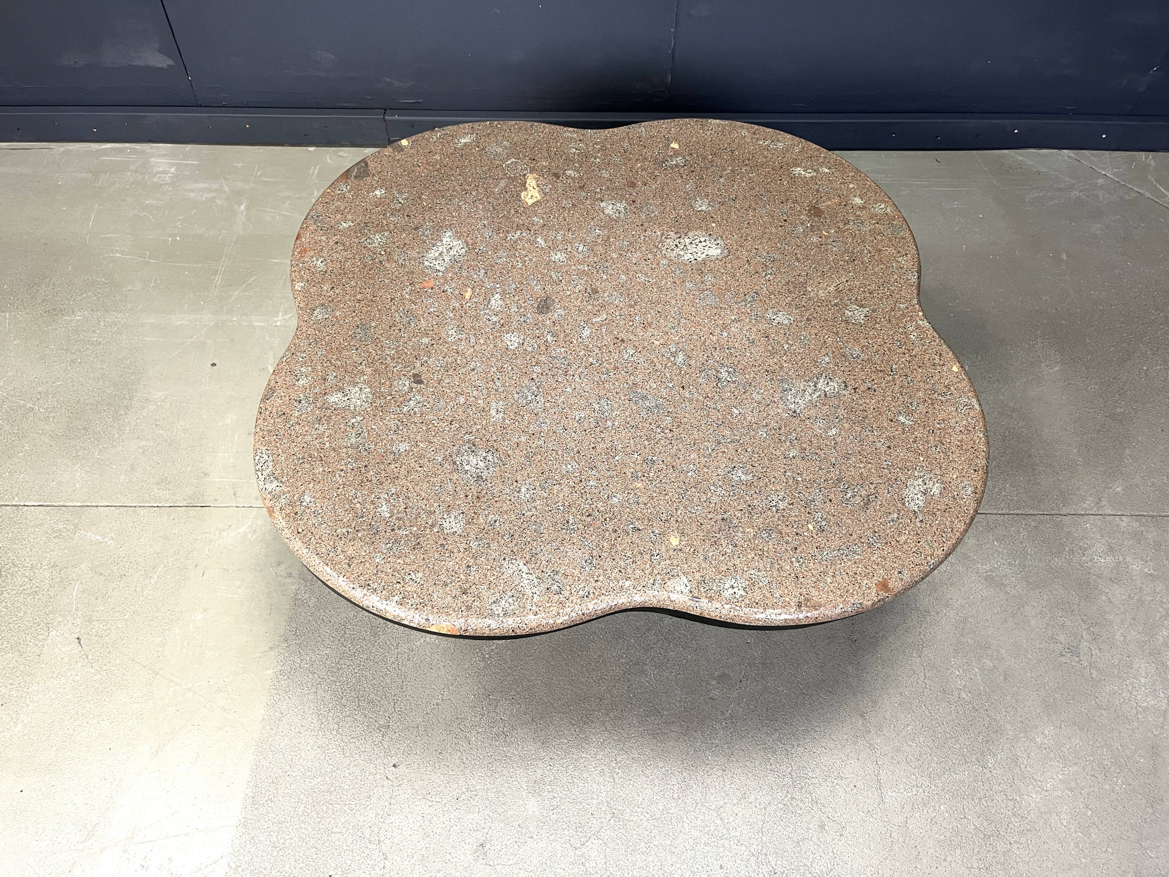 Vintage granite clover-shaped coffee table, 1970s