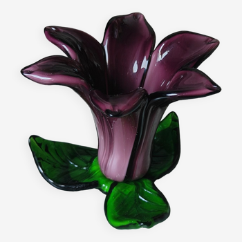 Blown glass flower candle holder