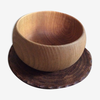 Set bol et assiette en bois