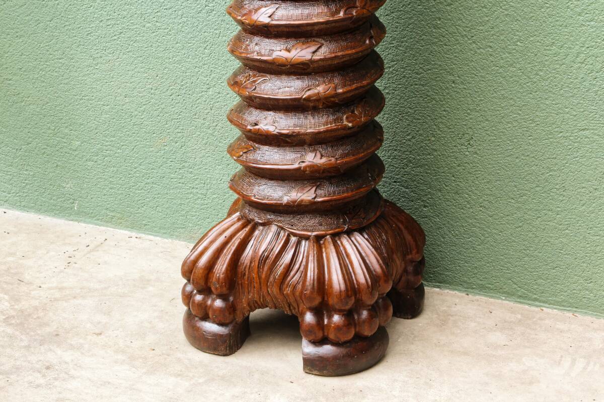 Column, carved walnut press screw, 19th century