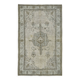 Overdyed Wool Vintage Handmade Carved Rug 173 cm x 272 cm