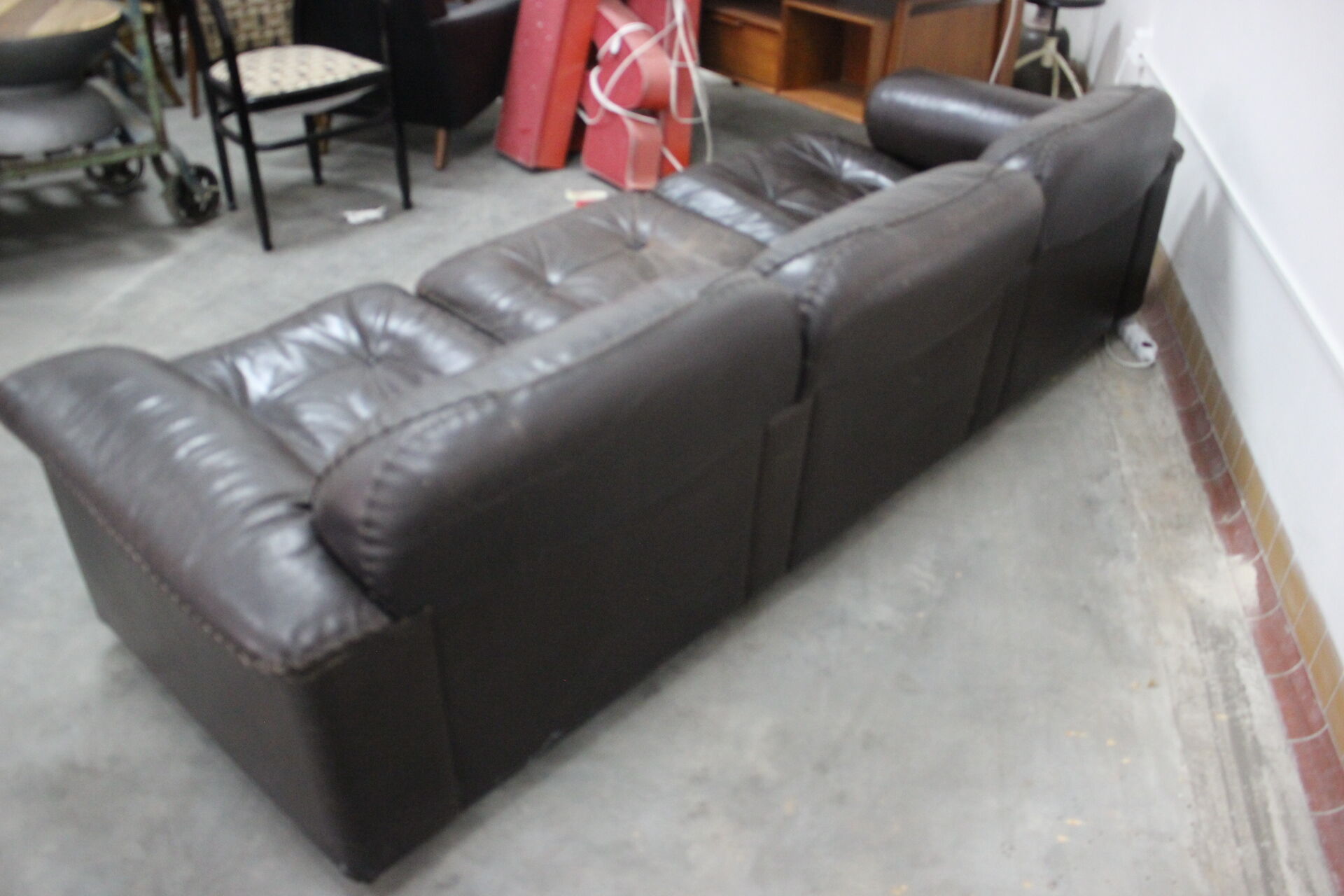 1970s  De Sede Adjustable Brown Leather 3-Seater Sofa  DS-110 James Bond