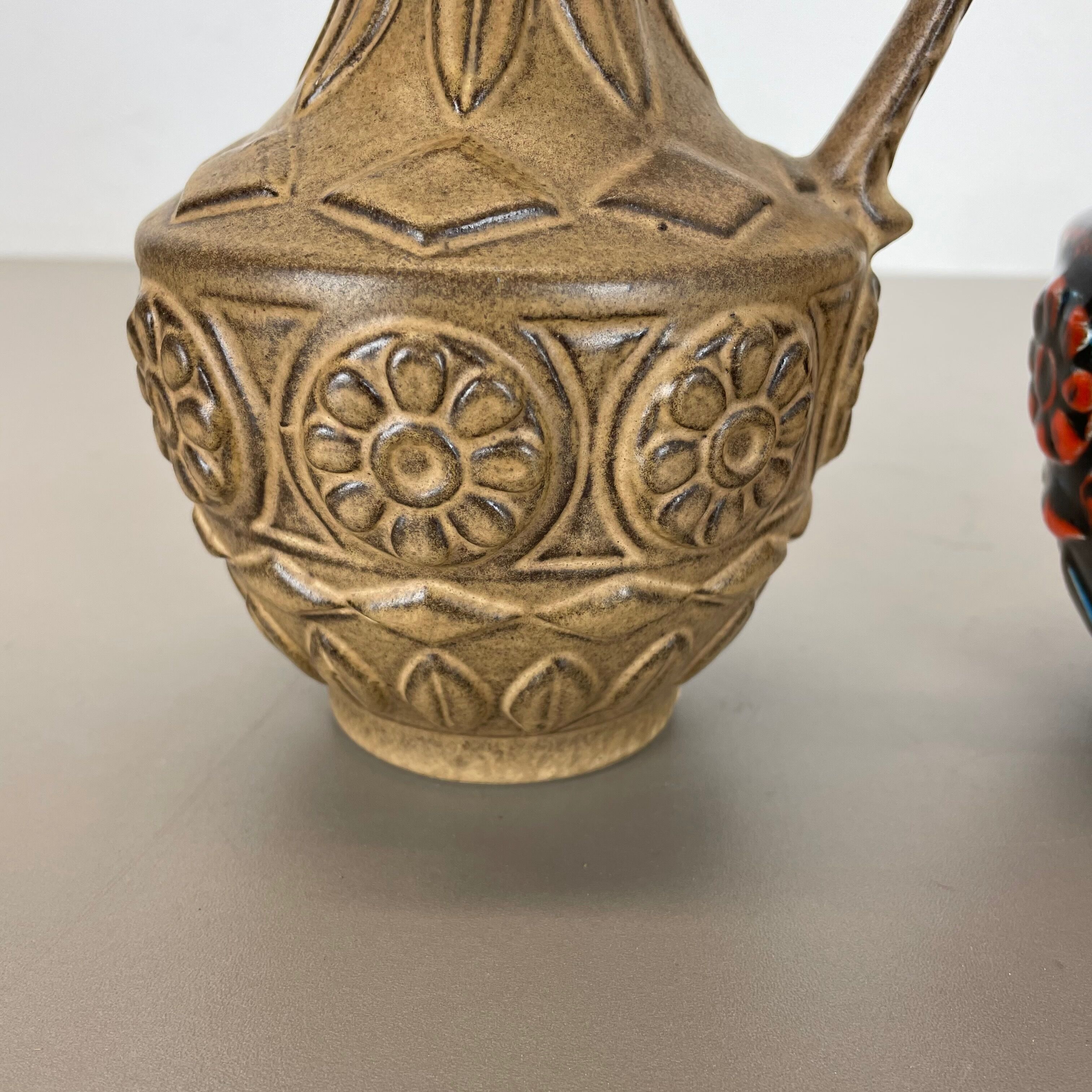 Set of 2 Multi-Color Fat Lava Op Art Pottery Vase by Bay Ceramics Germany, 1960s