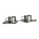 2 stainless steel espresso cups with tray and spoon