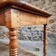 French vintage dining/desk table – oak and walnut – marble top – 1960s writing table with drawer