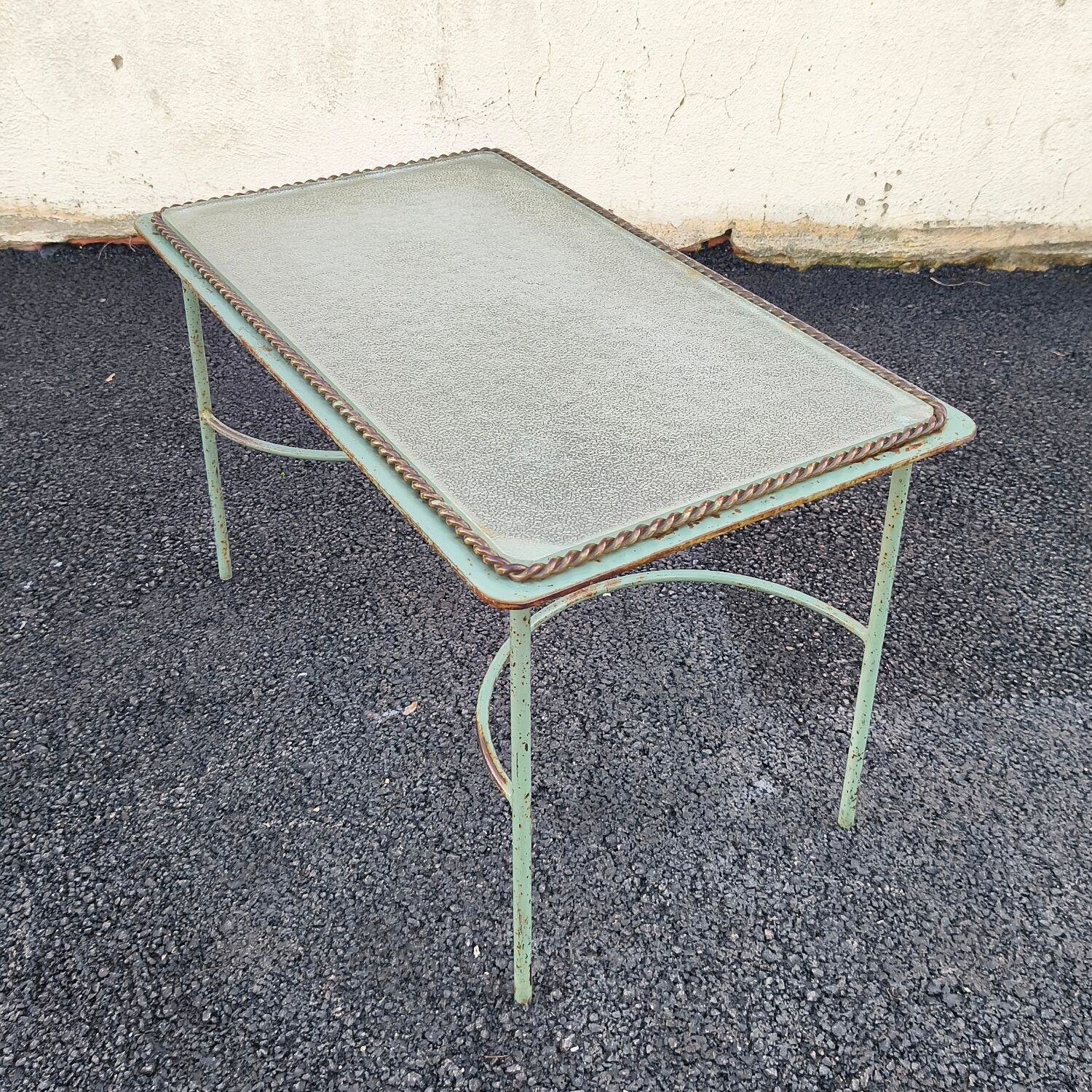 Glass and metal coffee table, Neoclassical/Art Deco