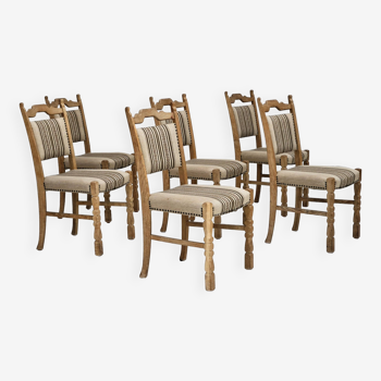 Années 1970, ensemble de 6 chaises de salle à manger danoises, bon état d'origine, bois de chêne.