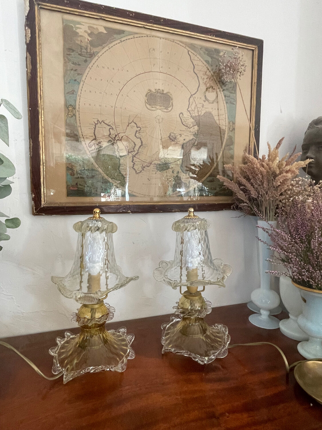 Pair of Murano glass lamps