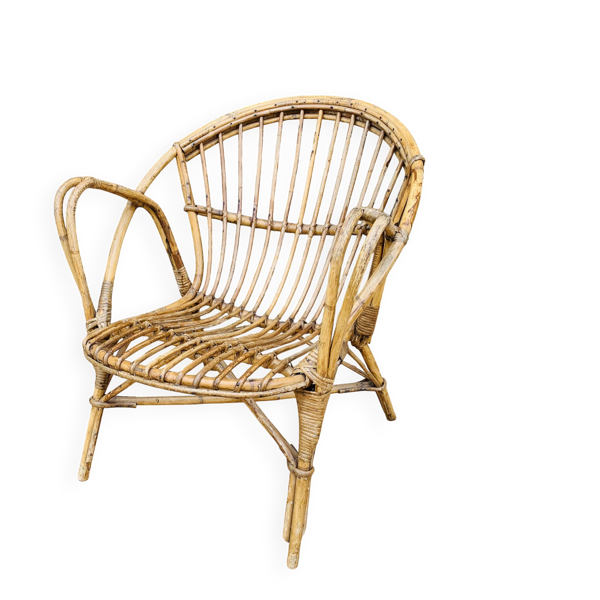 Fauteuil en rotin vintage