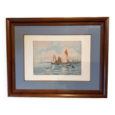Tableau ancien, Marine, signé et daté de 1900