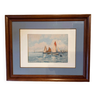 Old painting, Marine, signed and dated 1900