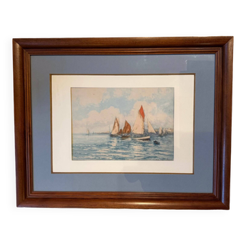 Old painting, Marine, signed and dated 1900