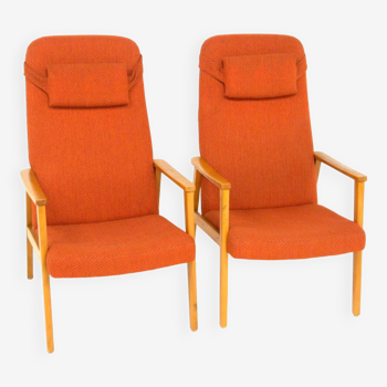 Set de 2 fauteuils scandinave en hêtre, Suède, 1950