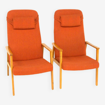 Set of 2 Scandinavian beech armchairs, Sweden, 1950