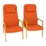 Set of 2 Scandinavian beech armchairs, Sweden, 1950