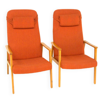 Set of 2 Scandinavian beech armchairs, Sweden, 1950
