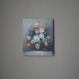 Oil painting on canvas still life bouquet of flowers bohemian countryside decoration