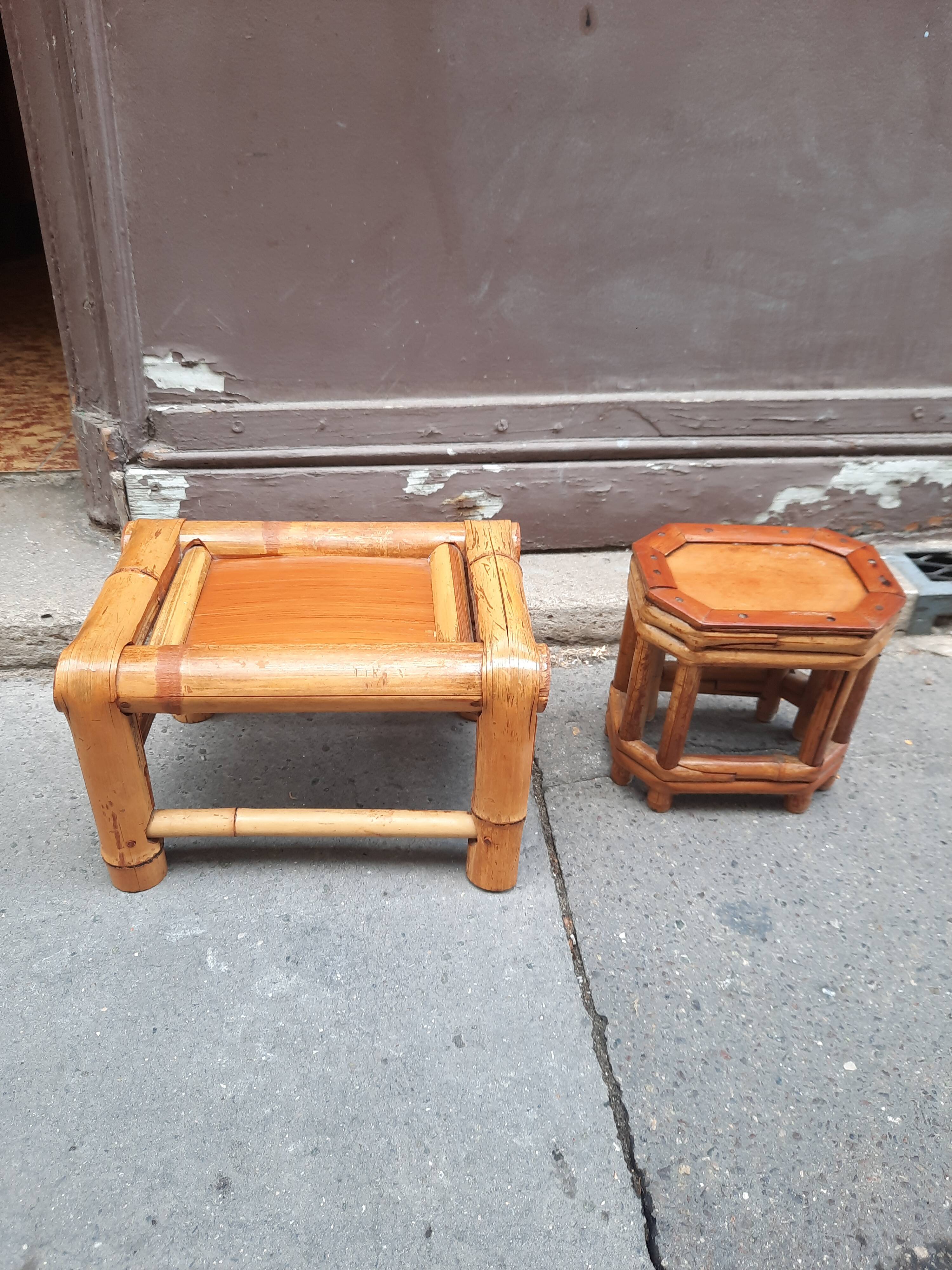 Set of two bamboo plant holders