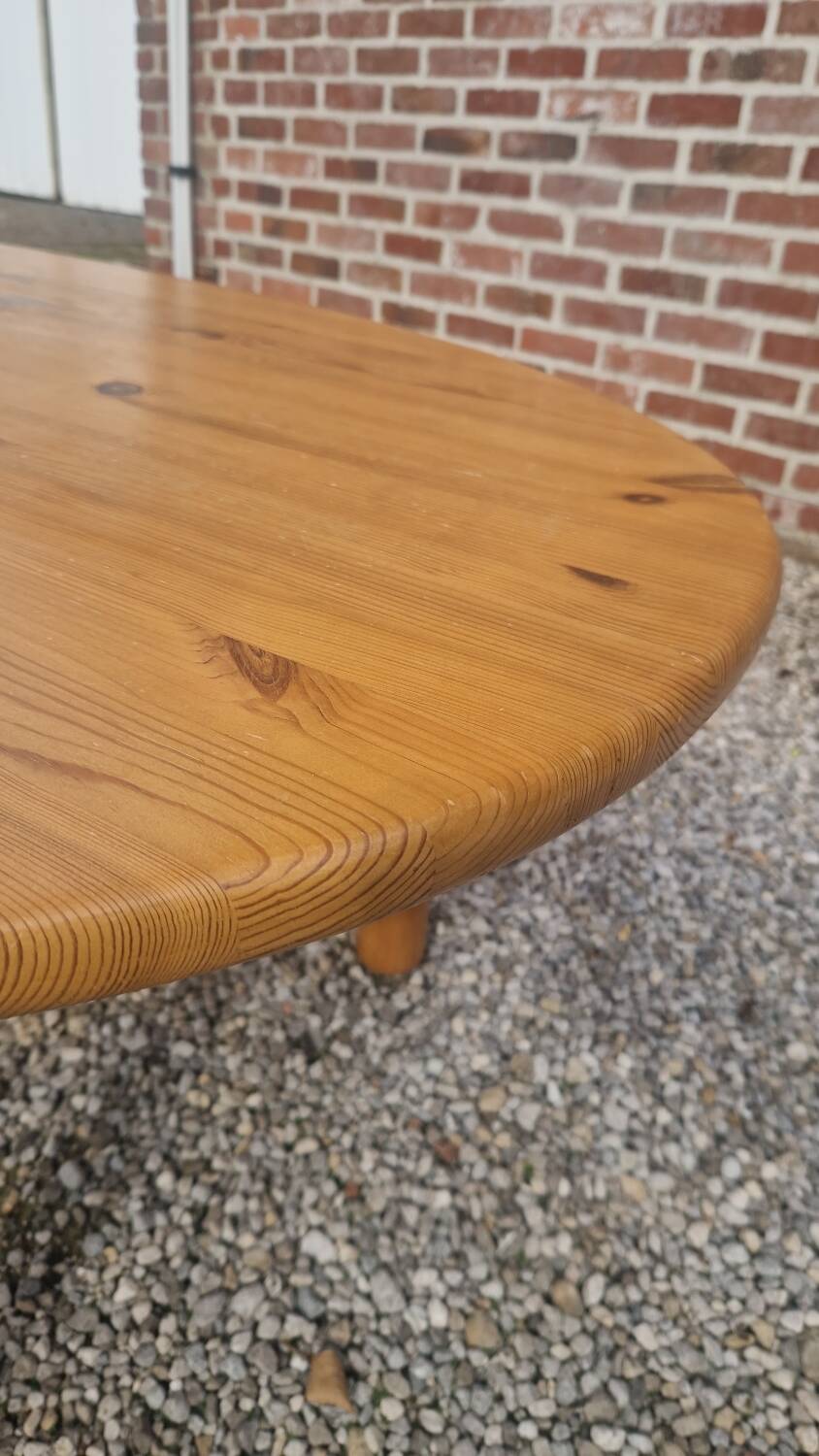 Table basse ovale en pin années 70's