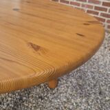Table basse ovale en pin années 70's