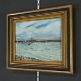 Painting “Petit Port Breton”, signed J.J Duboc – 1980