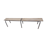 Wooden and vintage metal school bench