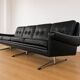 Vintage Danish Svend Skipper 4 person sofa in black leather and chrome