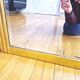Antique large beveled mercury pediment mirror, art deco, gilded with leaf.