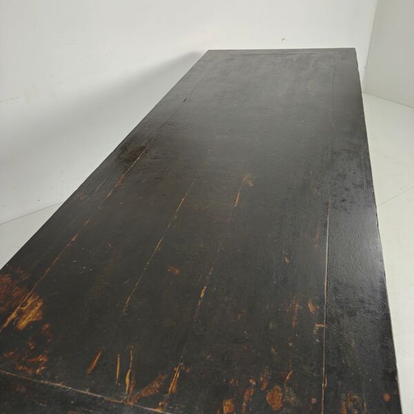 Table de salle à manger chinoise Qing noire (230 cm) — milieu à fin du XVIIIe siècle — laque d'origine