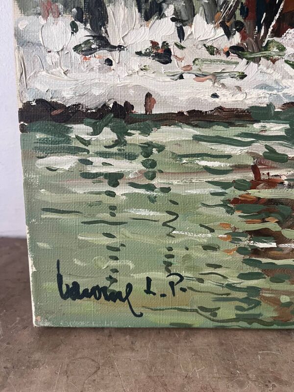 Moulin sur L’Escaut, huile sur toile signée