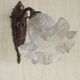 Single French Bronze Art Nouveau Wall Light with Flower Detail and White Glass Shade 4970