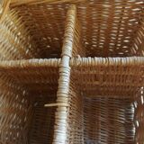 VINTAGE RATTAN BOTTLE HOLDER BASKET