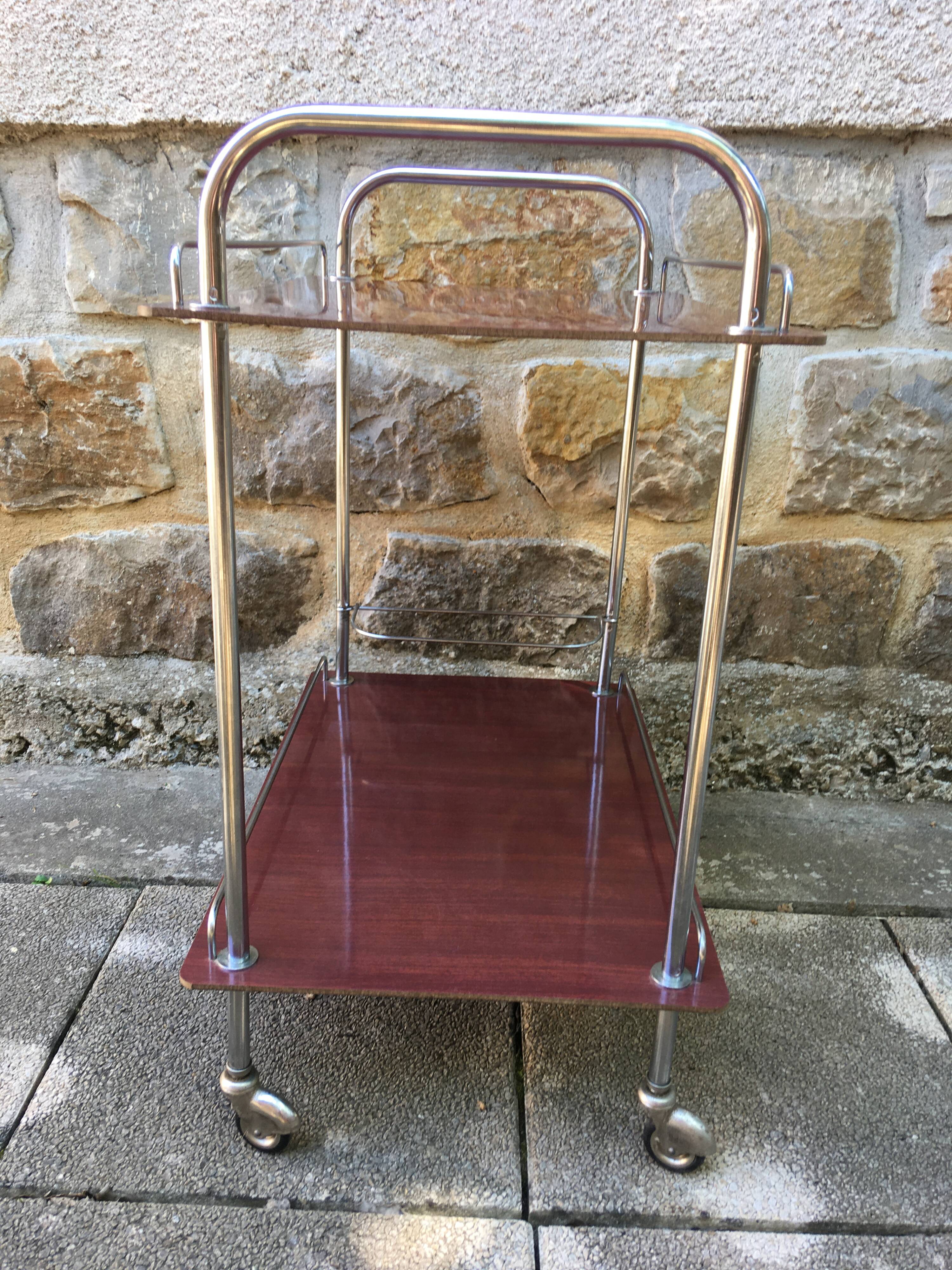 Steel and formica serving trolley