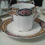 Fine porcelain coffee service art deco 21 pieces Limoges
