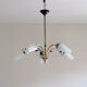 Old chandelier brass and glass tulip 1950 1960 vintage decoration lighting suspension