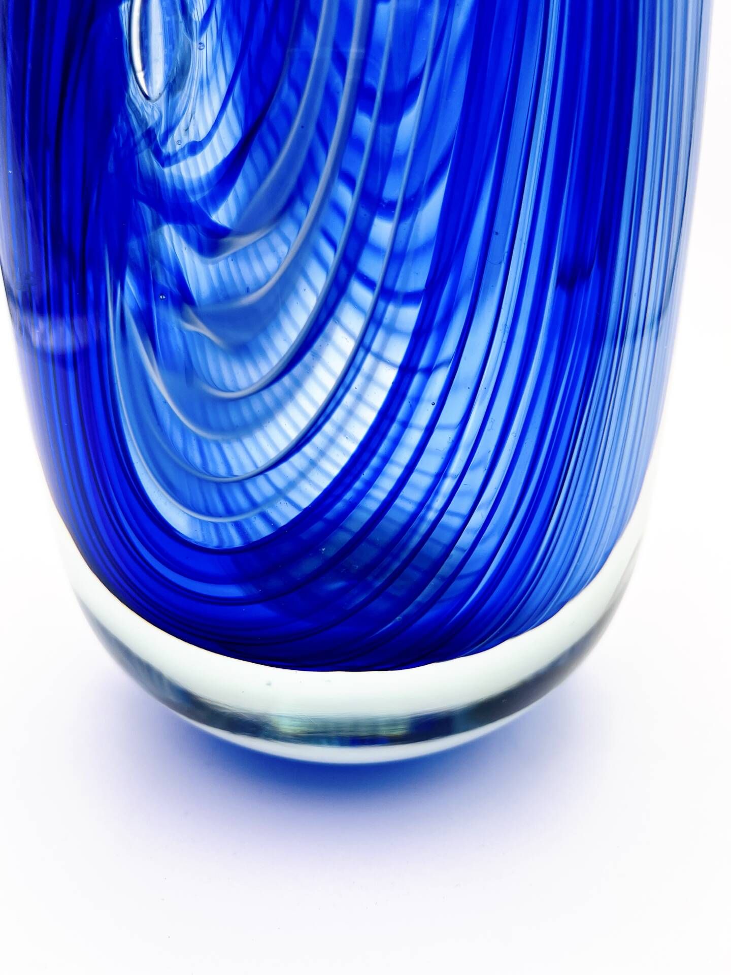 Large Vase R Pierini 1998 Blue White Glass Bubble 31cm 5kg Signed
