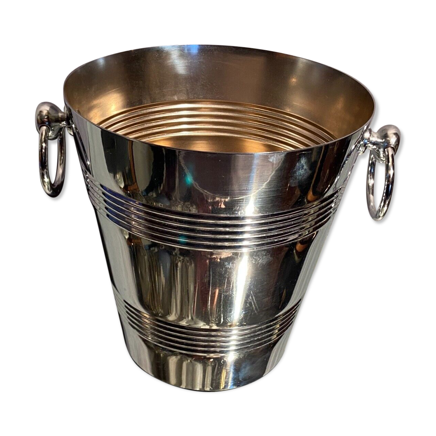 Champagne bucket with stainless steel handles