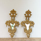 Pair of Venetian Mirrored Appliques Original Antiques