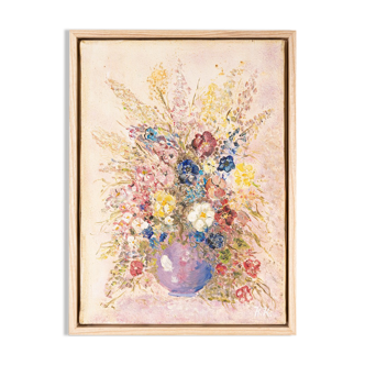 Bouquet de fleurs des années 1920, huile sur toile, 28 x 38 cm