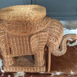 Wicker elephant side table